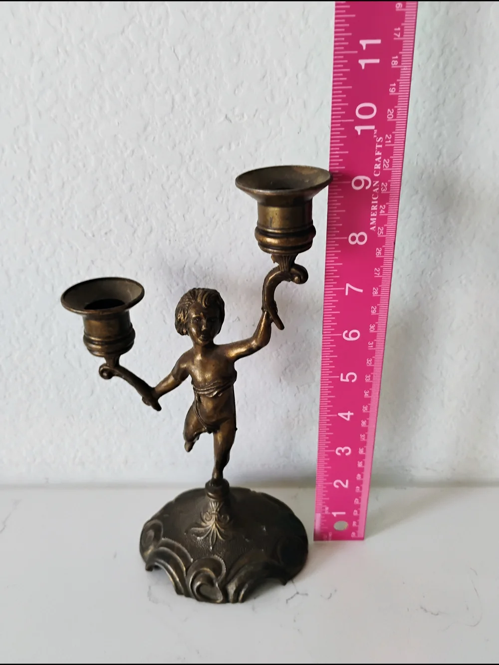 Bronze Finish Cherub Double Candle Holder - Elegant Home Accent